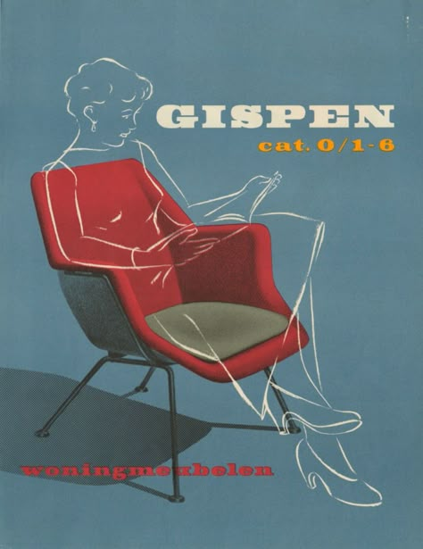 Furniture Graphic, Furniture Sketch, Furniture Ads, Midcentury Design, Red Chair, Furniture Catalog, Plywood Furniture, Scandinavian Furniture, Art Deco Furniture