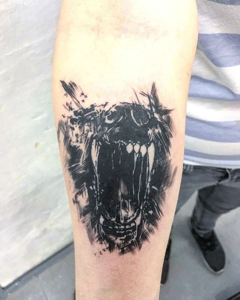 Wolf Fang Tattoo, Dog Mouth Tattoo, Wolf Teeth Tattoo, Dog Bite Tattoo, Dog Teeth Tattoo, Viking Sleeve, Feather Tattoo For Men, Mouth Tattoo, Tooth Tattoo