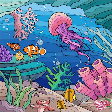 Sea Murals, Sea Creatures Art, Drawing Lessons For Kids, Creatures Art, Turtle Art, Disney Coloring Pages, Sea Art, Art Inspiration Painting, Drawing Lessons