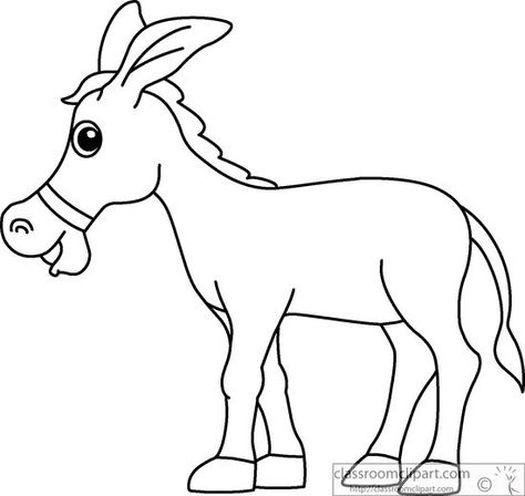 Donkey Clipart Black And White, Donkey Outline, Donkey Clipart, Donkey Drawing, Outline Pictures, Animal Outline, Owl Coloring Pages, Cute Donkey, Clip Art Pictures