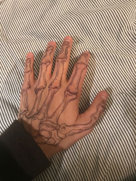 Half Skull Hand Tattoo, Hand Tattoos For Guys Skeleton, Skellington Hand Tattoo, Scelotin Hand Tattoo, Skeloten Hand Tat, Bones On Hand Tattoo, Bone Hand Tattoo Skeletons, Bruh Tattoos, Skeloten Hand Tattoos