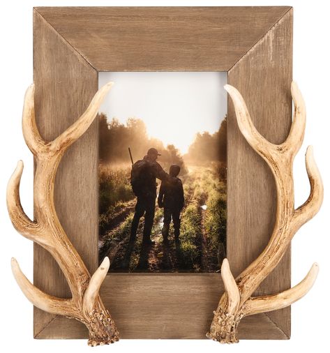 White River Home Antler Photo Frame | Bass Pro Shops Hunting Themed Bedroom, Hunting Bedroom, Hunting Room Decor, Faux Antlers, Hunting Home Decor, Antler Projects, Deer Antler Crafts, Antler Ideas, Deer Antler Decor