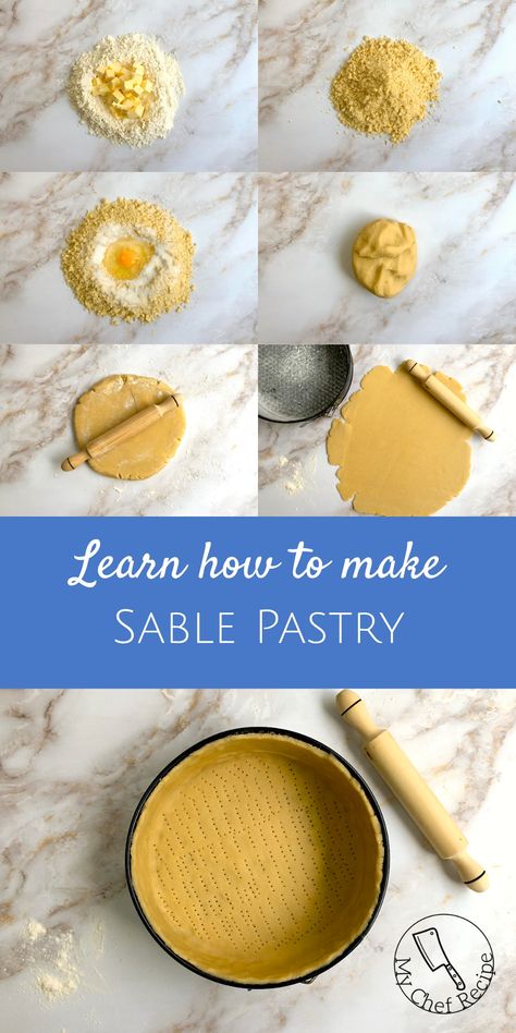 Sable pastry (pâte sablée in french) is a light and slightly sweet lining pastry and a traditional tart base. It is much easier than most other pastry doughs, very versatile and can be baked with a filling or plain (for a filling to be added later). You can use this recipe for sable pastry with all kind of fillings. The pastry should be made 2h-24h ahead and can be kept in the refrigerator for 3 days or up to 3 months in the freezer. Sable Recipe, Tart Base, San Sebastian Cheesecake, Tartlets Recipe, Tart Dough, Baked Cheesecake, Paste Recipe, Dessert Smoothie, Joy Of Cooking