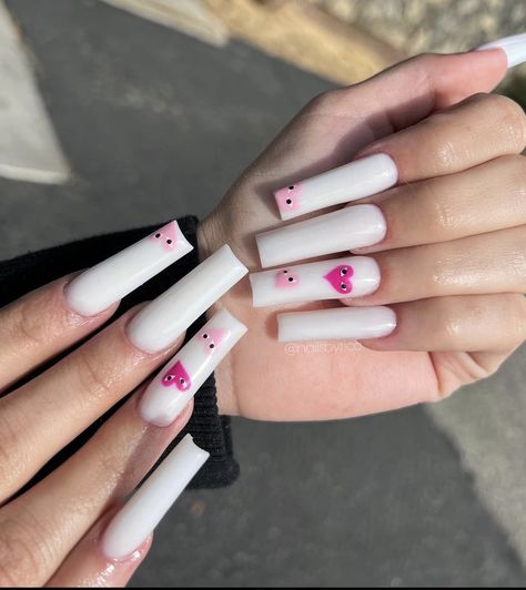 Cdg Nails Acrylic, Cdg Nails, Comme Des Garcons Nails, Trip Nails, Acrylics Ideas, Pink Tip Nails, Powder Snow, Fall Nail Trends, Square Nail Designs