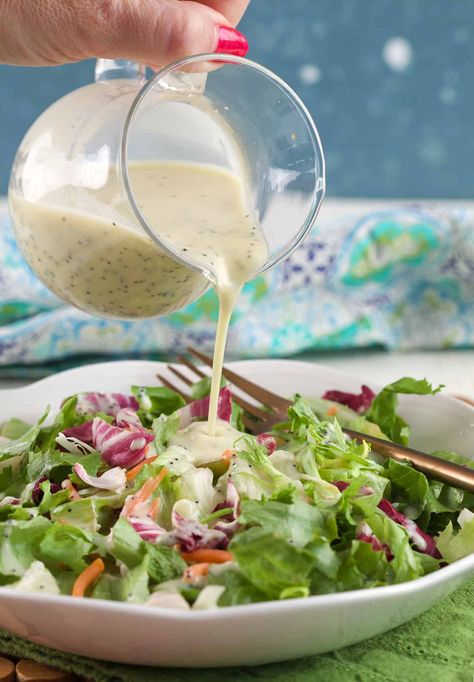 Creamy Poppy Seed Dressing Recipe Caesar Dressing Homemade, Poppy Seed Salad Dressing, Poppy Seed Dressing Recipe, Poppy Seed Salad, Homemade Thousand Island Dressing, Easy Salad Dressing Recipes, Seed Salad, Gluten Free Cookbooks, Ideal Protein Recipes