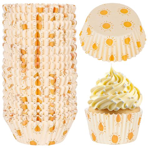 PRICES MAY VARY. BOHO SUN CUPCKAE LINERS: Our cupcake liners are designed with boho style and embellished with cute patterns of sun, which are nice and perfect decorations for birthday party. ABUNDANT QUANTITY: 600pcs cupcake liners are included in the package, sufficient to meet your daily use or party supply. Kindly remind: our cupcake liner have color differences due to different production batches. SAFE TO USE: Made of good-quality paper material, these disposable cupcake wrappers are safe, First Trip Around The Sun Cupcakes, Trip Around Sun Birthday, Sun Cupcakes, Sunshine Cupcakes, Cupcake Holders, Sunshine Birthday Parties, Sun Birthday, First Trip Around The Sun, Baby Shower Theme Decorations