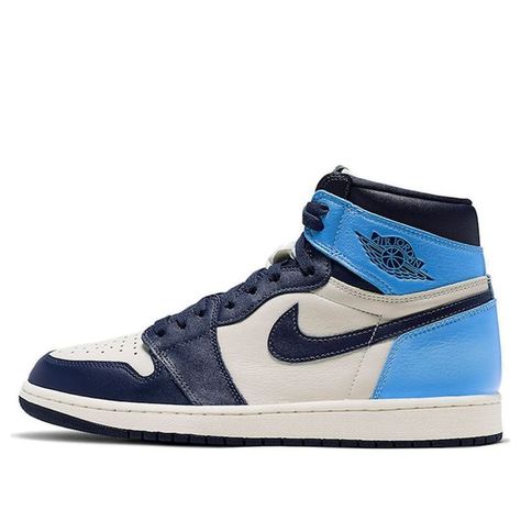 The Nike Air Jordan 1 Retro High OG "Obsidian University Blue" revisits MJ's favorite silhouette and delivers a vision of blue. On the leather upper are overlays in Obsidian and University Blue overlays. The signature white rubber midsole provides you with comfort and support. Jordan 1 Retro High Obsidian, Blue Color Combinations, Blue Jordans, Air Jordan 1 Retro High Og, Air Jordan 1 Retro High, Nike Air Jordan 1, Air Jordan 1 High, Jordan 1 High, Oblivion