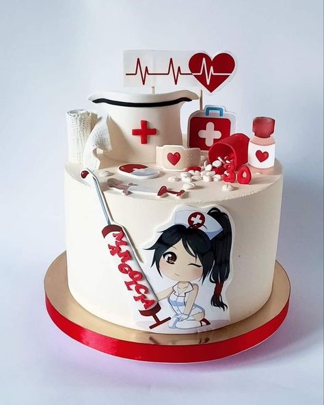 Cake For A Nurse, Nurse Cakes, Nurse Cake, Nursing Cake, Paper Designs, Grad Party, Grad Parties, Paper Design, Cake Designs