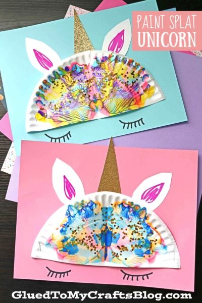 Paper Plate and Paint Splat Unicorn Hair - Kid Craft Idea Unicorn Crafts For Preschoolers, Fairy Tale Crafts, Preschool Spring, Unicorn Craft, Fantasy Craft, Paint Splats, Unicorn Crafts, Summer Craft, Alphabet Crafts