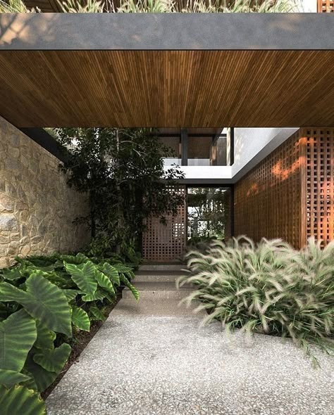 777 Museum House Decor, Bali House Exterior, Villa Entrance Design Exterior, Tropical Modern Interior, Tropical Modern House, Tropical Exterior, Bali Architecture, Tropical Villa, Home Designs Exterior