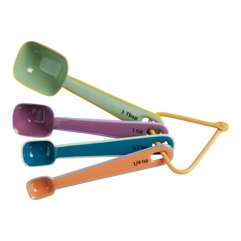 Multicolor Enameled Stainless Steel Nesting Measuring Spoons - World Market Kitchen Equipment Storage, 70s House, Measuring Cups And Spoons, Measuring Cups & Spoons, Bear Creek, Falls Church, Kitchen Trash Cans, Kitchen Equipment, Wedding Registry