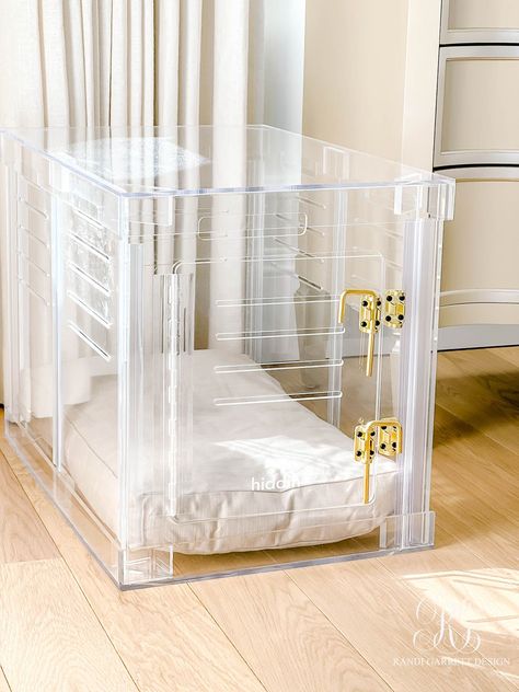 Clear Dog Crate, Acrylic Dog Crate, Decorative Dog Crates, Small Sized Dogs, Clear Storage Bins, Acrylic Storage, Pet Crate, Bed Cushions, Pet Gate