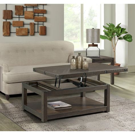 Williston Forge Baddeley 2 Piece Coffee Table Set | Wayfair Coffee Table With Lift Top, New House Living Room, Coffee Table Dimensions, Hidden Compartments, American Signature Furniture, Sofa End Tables, Value City Furniture, Lift Top Coffee Table, Farmhouse Modern