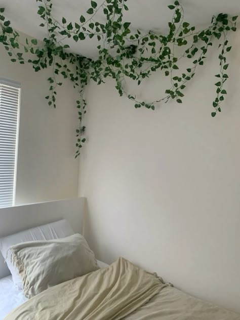 #ad Vines For Room, Light Combinations, Diy Paper Lanterns, Fake Vines, Green Room Decor, Hanging Greenery, Hiasan Bilik Tidur, Easy Room Decor, Ivy Leaves