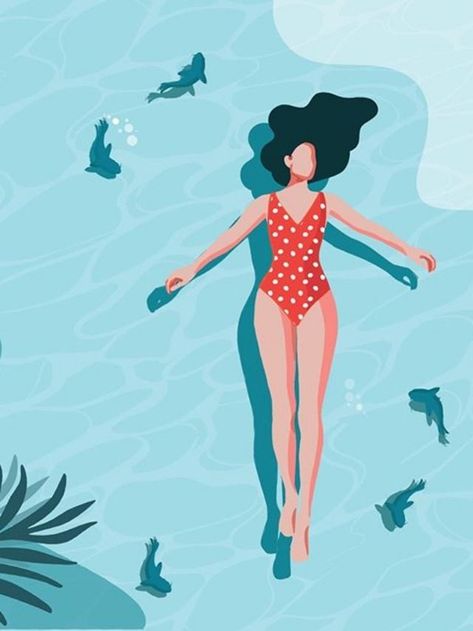 Pathfinder Illustrator, Akvarel Illustration, Red Bathing Suit, Illustration Art Design, Gouache Illustrations, Illustration Art Drawing, Illustration Art Girl, Affinity Designer, Interaction Design