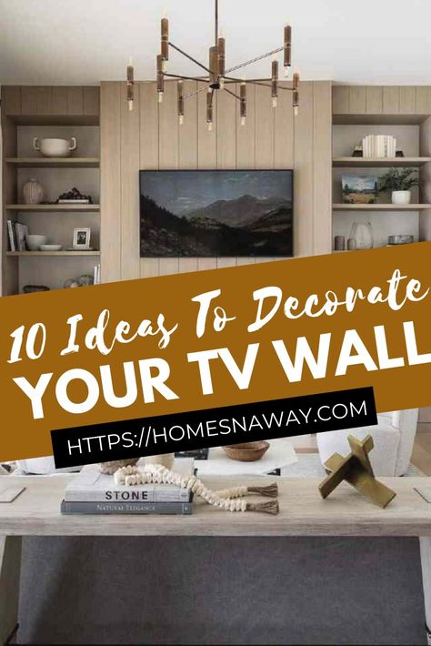 Tv Feature Wall Ideas Living Room Modern, Tv Wall No Console, How To Decorate Under A Corner Wall Mounted Tv, Tv Wall With Shelves On Both Sides, Decorating Ideas For Tv Wall, Sideboard Under Tv On Wall, Blank Wall With Tv Ideas, Ideas For Under Tv On Wall, Shelving Ideas For Living Room Around Tv