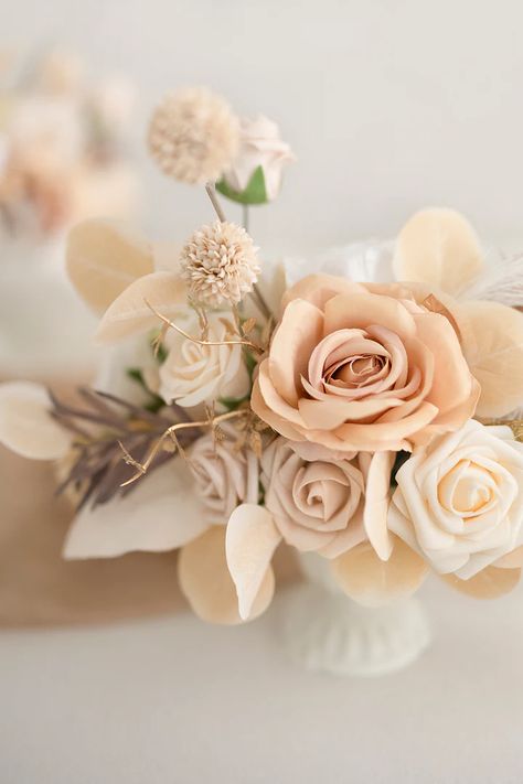 Centerpiece Arrangements, Shower Flowers, Filler Flowers, Beige Flowers, Elegant Centerpiece, Flower Bouquet Diy, Large Centerpiece, Wedding Floral Centerpieces, Artificial Flower Bouquet