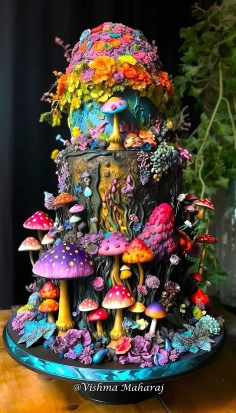 Mushroom Cake, Fantasy Cakes, Incredible Cakes, Mushroom Houses, Realistic Cakes, Fantasy Cake, Creative Cake Decorating, Cake Making, Crazy Cakes