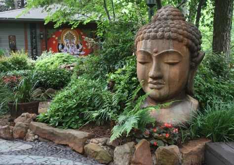 Replace Lawn, Garden Exterior, Water Wise Landscaping, Unique Garden Art, Outdoor Water Feature, Buddha Garden, Waterwise Garden, Outdoor Sanctuary, India Inspired