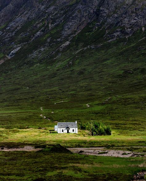 Little White Cottage Cottage In Mountains, Isolated Cottage, Interesting Homes, Beautiful Settings, Pretty Houses, Cottage Aesthetic, Home Id, Dream Place, Cottage Charm