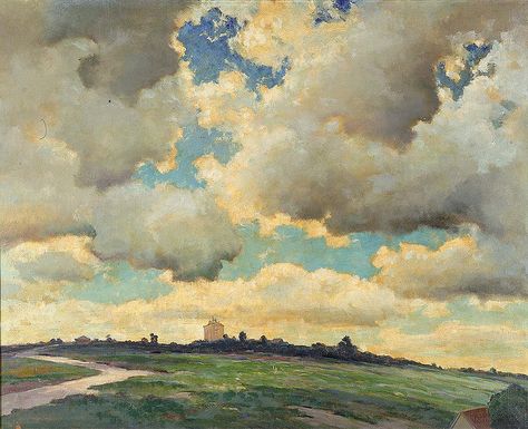 Dedrick Brandes Stuber - Passing Clouds, 1934 Watercolour Clouds, Watercolor Basic, Passing Clouds, Painted Clouds, Art Clouds, John Constable, Clouds Art, Colour Colour, Sky Painting