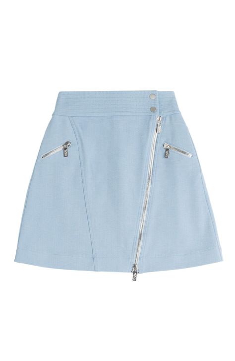 Karl-Largerfeld-skirt Short Cotton Skirt, 60s Mini Skirt, Short A Line Skirt, Front Zipper Skirt, Blue Cotton Skirt, Shiny Skirts, Cotton Mini Skirt, Rok Mini, Cotton Skirts