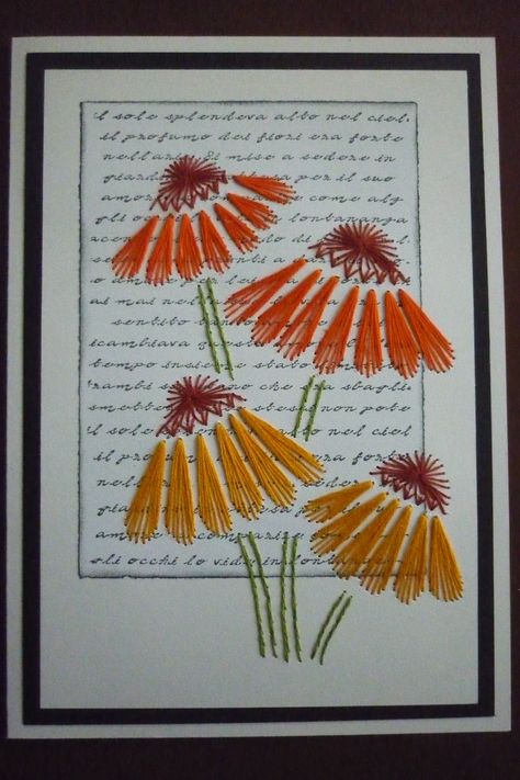 Paper Embroidery Tutorial, Embroidered Photo Art, Embroidery Cards Pattern, Embroidery On Paper, Stitching On Paper, Embroidery Cards, Stitching Cards, String Art Patterns, Fabric Cards