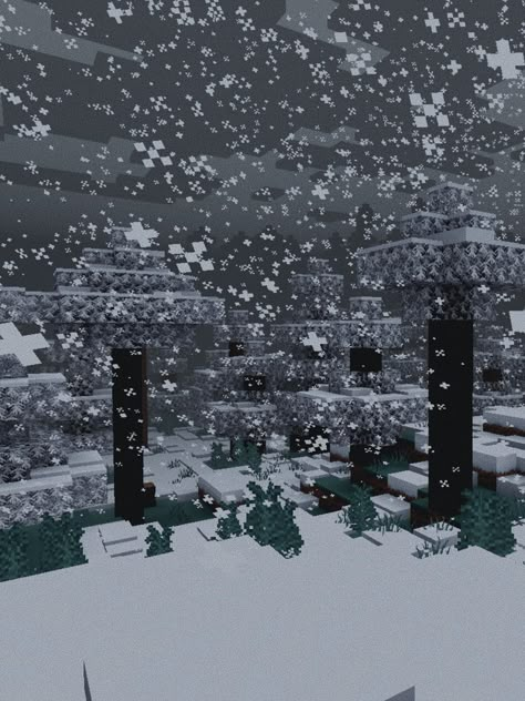 Snowy Minecraft Aesthetic, Winter Minecraft Wallpaper, Nostalgic Minecraft Wallpaper, Snow Minecraft, Painters Tape Art, Minecraft Poster, Minecraft P, Mc Wallpaper, Minecraft Pictures