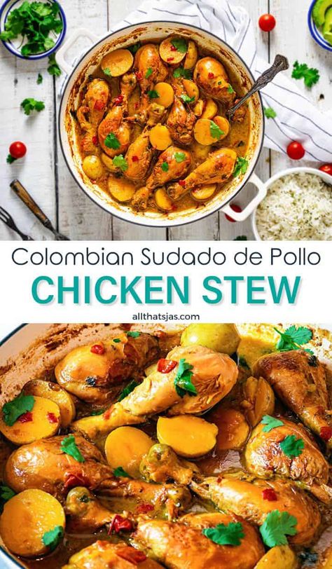 Colombian Chicken, Chicken Stew With Potatoes, Columbian Recipes, Stew With Potatoes, Pollo Recipe, Chicken And Potato, Potato Stew, Rice Dinner, Colombian Food