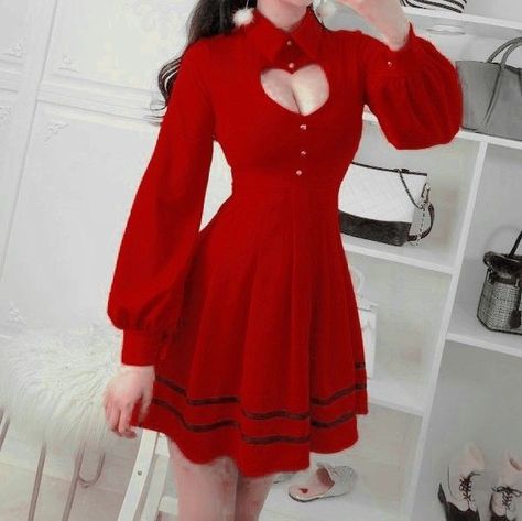 Red Outfits Vintage, Red Aesthetic Clothes, Lovecore Clothes, Lovecore Aesthetic Outfit, Farmcore Outfit, Red Aesthetic Outfit, Toh Eda, Lovecore Outfits, Vday Dress