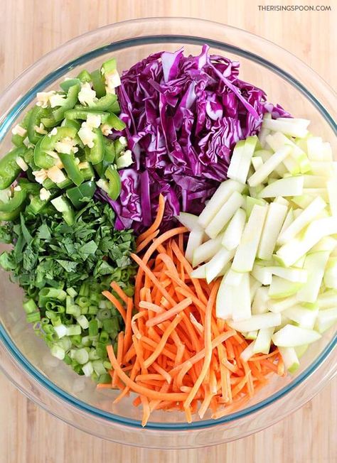 Coleslaw Recipe No Mayo, Cabbage Apple Salad, Cabbage Coleslaw Recipe, Slaw With Apples, Red Cabbage Slaw Recipes, Apple Coleslaw Recipe, Red Cabbage Coleslaw, Cabbage Coleslaw, Cabbage Slaw Recipes