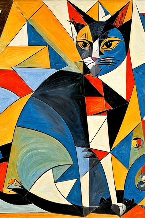 Cubism cat decoration,cubism style artwork,beautiful cubism cat image ideal for wall decoration,image also available in other products. Cat Sketch Simple, Cat Sketch Easy, Cool Sketch Ideas Easy, Cat Face Sketch, Bengal Cat Aesthetic, Cat Sketching, Bengal Cat Names, Frame Art Wall, Sketch Cat