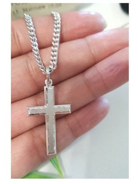 Excited to share the latest addition to my #etsy shop: Sterling Silver Cross Necklace/Mens Silver Cross Necklace/Men and Women Christian Cross Jewelry/Heavy Chain quality Sterling Cross https://etsy.me/36BJejL #silver #cross #religious #women #minimalist #menscross #ch Cross Necklace Mens, Cross Necklace Men, Silver Cross Necklace, Sterling Silver Cross Necklace, Necklace Mens, Heavy Chain, Mens Crosses, Star Chain, Catholic Jewelry