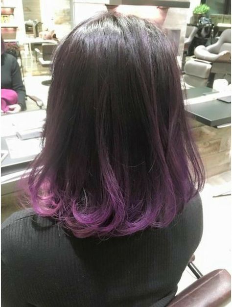 Purple Hair Tips Brunette, Purple Dip Dye Hair Brunette, Hair Dye Ideas For Short Hair, Purple Tips Hair, Purple Hair Tips, Purple Brown Hair, Short Purple Hair, Purple Hair Color, Hair Color Guide