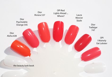 Coral Red Nails, Dior Riviera, Red Nail Polish Designs, Dior Nail Polish, Opi Red, Dior Nails, Opi Nail Colors, Different Nail Designs, Red Nail Polish