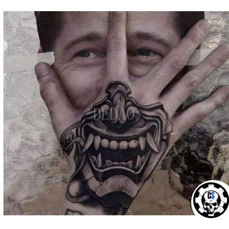 Mascara Oni, Hand Tatto, Oni Mask Tattoo, Temporary Tatoo, Oni Tattoo, Hanya Tattoo, Fake Tattos, Anime Hands, Oni Mask