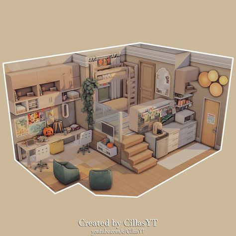 SMALL DORM | Patreon Sims 4 Dorm, Small Dorm, Cool Room Designs, Cool Room, Flat Pack, Room Designs, Sims 4, Room Design, Log In