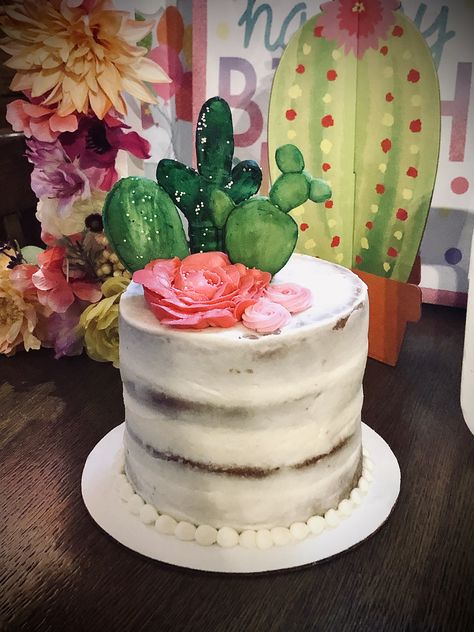 Cowgirl Cactus Birthday Party, Mexican Cake Smash, Cactus Themed Cake, Boho Cactus Cake, Cactus First Birthday Girl, Cactus Smash Cake First Birthdays, Cactus Birthday Party Ideas, Cactus Cake Birthday, Desert Cake Theme