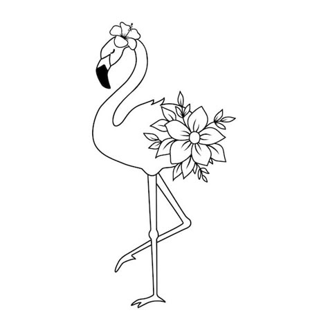 Flamingo Tattoo Stencil, Simple Flamingo Drawing, Flamingo Tattoo Simple, Flamingo Line Drawing, Flamingo Tattoo Design, How To Draw A Flamingo, Fine Line Flamingo Tattoo, Easy Flamingo Drawing, Cute Flamingo Drawing