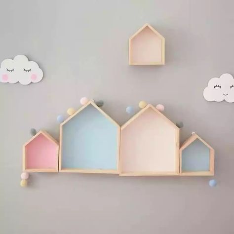 Childroom Design, Toy Storage Shelves, Nursery Shelf Decor, Girls Room Wall Decor, House Shelves, Boy Girl Room, Nursery Shelves, Wall Hanging Shelves, Pastel Decor