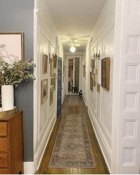 Turn Of The Century Homes Interiors, Hallway Decorating Ideas, Long Hallway, Apartment Tour, Bachelor Pad, Upper West Side, New York Apartment, Nyc Apartment, Fall Home