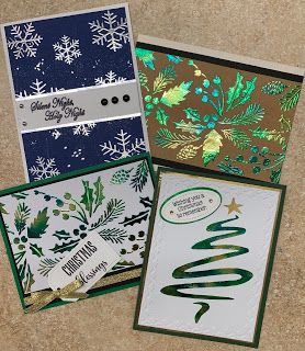 Paper Creations, ETC: Foiling Tutorial #1 Cricut Foil Transfer Christmas Cards, Foiling Techniques For Cards, Christmas Cards With Foil, Foiled Christmas Cards, Deco Foil Cards, Minc Foil Projects Ideas, Foiled Cards Ideas, Minc Foil Cards, Foiling Cards