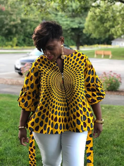 Ankara Tops Chitenge Tops Ankara Styles, Simple Tops For Women Ankara, Chitenge Tops, Ankara Tops Blouses, Ankara Top Styles, African Blouses, African Tops, African Print Tops, Ankara Tops