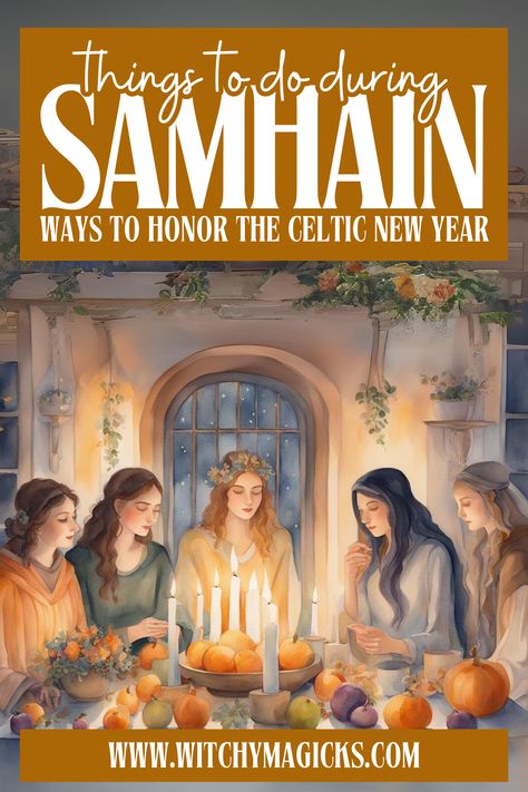 Celebrate Samhain, the Celtic New Year, with these meaningful activities! From honoring ancestors and lighting bonfires to creating protective charms and divination rituals, discover traditional and modern ways to embrace the magic of this sacred time. Perfect for deepening your spiritual practice and connecting with the changing seasons.  #Samhain #CelticNewYear #SpiritualTraditions #AncestorHonoring #Bonfires #ProtectiveCharms #Divination #SeasonalMagic #Esbats #Sabbats #WitchyMagicks Samhain Activities, Celebrating Samhain, Celtic New Year, New Year Things, Honoring Ancestors, Witches Grimoire, Celebrate Samhain, Samhain Traditions, Samhain Altar