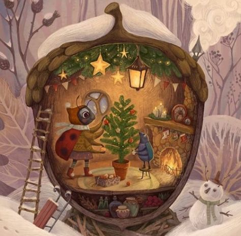 Skiribilla 동화 삽화, Storybook Art, Winter Illustration, Fairytale Art, Christmas Scenes, Winter Art, Fairy Houses, Christmas Illustration, Malbec