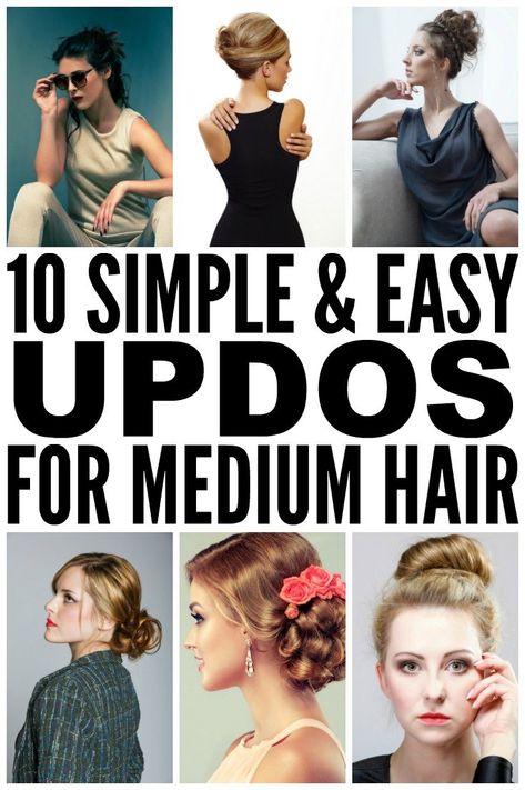 10 easy (& glamorous!) updos for medium-length hair Medium Length Hair Up, Chignon Simple, Medium Length Hair With Bangs, Easy Updos For Medium Hair, Side Updo, Braids For Medium Length Hair, Medium Layered Hair, Easy Hairstyles For Medium Hair, Up Dos