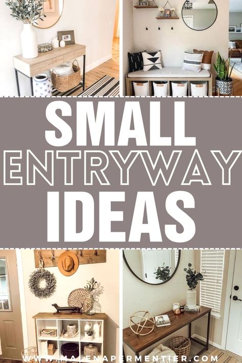 small entryway ideas - how to make an entryway look bigger Small Space Organization Ideas, Space Organization Ideas, Kitchen Entryway Ideas, Small Entryway Bench, Small Entryway Ideas, Tiny Entryway, Small Entryway Table, Foyer Ideas Entryway, Garage Entryway