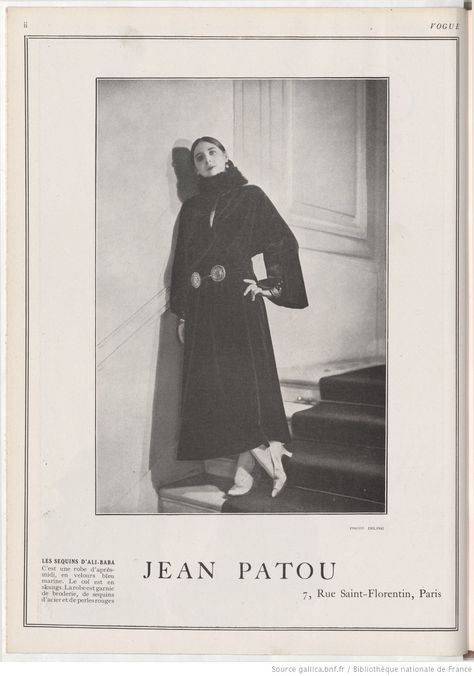 Jean Patou 1920s, French Vogue, Jean Patou, Navy Blue Velvet, Afternoon Dress, Vintage Dress, Blue Velvet, Navy Blue, Velvet