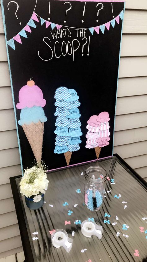 Gender Reveal Guessing Board, Small Gender Reveal Decor, Gender Reveal Board Ideas, Gender Reveal Ideas For Work, Gender Reveal Guess Board, Gender Reveal Theme Ideas For Party, Gender Reavel Ideas Theme, Outdoor Gender Reveal Party Decorations, Gender Reveal Props