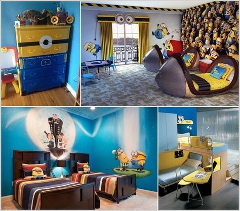 10 Cute and Cool Minions Kids Room Ideas Minion Room Decor, Minion Bedroom, Minion Room, Minion Decorations, Minions Kids, Kids Bed Design, Kids Room Ideas, Themed Kids Room, Cool Kids Rooms